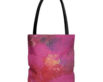 Pink Scratch Art Tote Bag - Vibrant Reusable Canvas Carryall