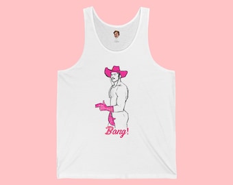 Camiseta de tirantes con ilustración de vaquero vintage gay - Bang Bang - Camiseta de tirantes de vaquero vintage - Camiseta de tirantes de verano - Camiseta de tirantes unisex