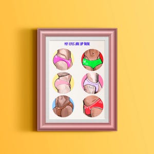 My eyes are up here - Gay undies illustrations - Printed poster