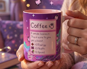 Stardew Valley Rosa Becher, Kaffeetasse, Gamer Geschenk, Rosa Keramikkaffeetasse, Videospielbecher