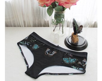 Moth & Butterfly Panties | Black botanical lingerie