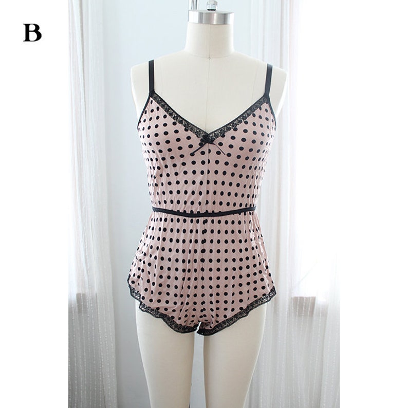 Sample Clearance Sale Taupe and Black Polkadot Romper with Lace Size Small Romper B