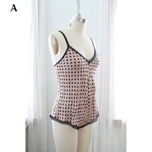 Sample Clearance Sale Taupe and Black Polkadot Romper with Lace Size Small image 2