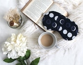 Navy Blue Lunar ' Phases' Astronomy Unisex Sleep Mask Handmade to Order