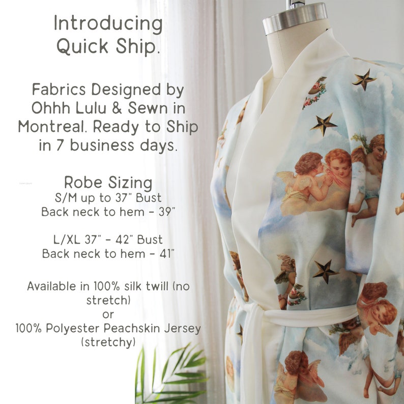 Beekeeper Robe Botanical Bee & Floral Kimono in Silk or Jersey Made in Canada image 6