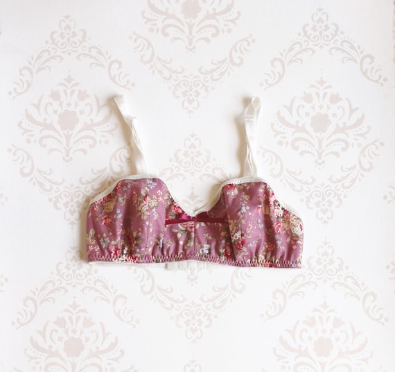 Items similar to Floral Cotton Bralette Lined in Organic Cotton