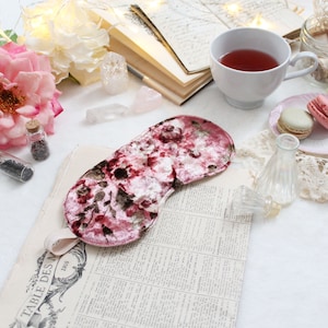 Crushed Velvet 'Cassia' Silky Dusty Rose Floral Sleep Mask Handmade Boudoir Gift image 1