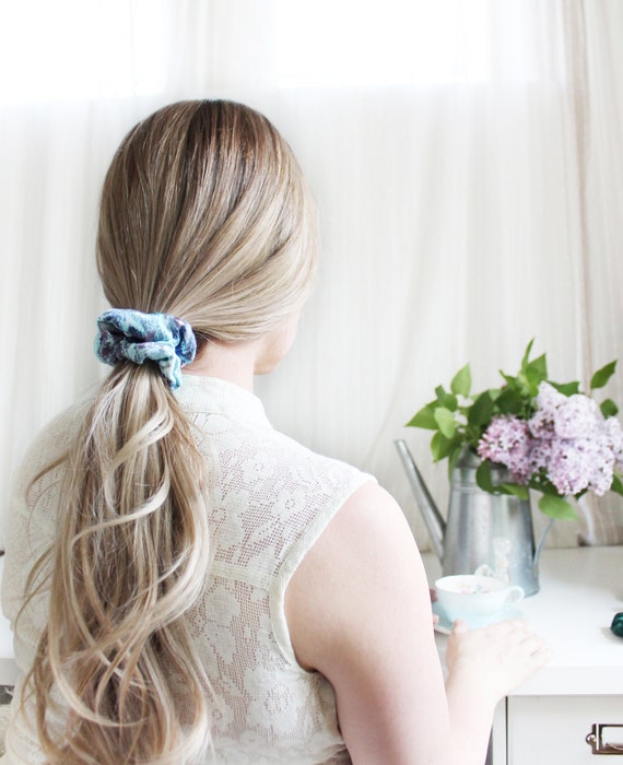 Blue Galaxy Natural Silk Scrunchie Luxury Spa Hair Accessory Etsy