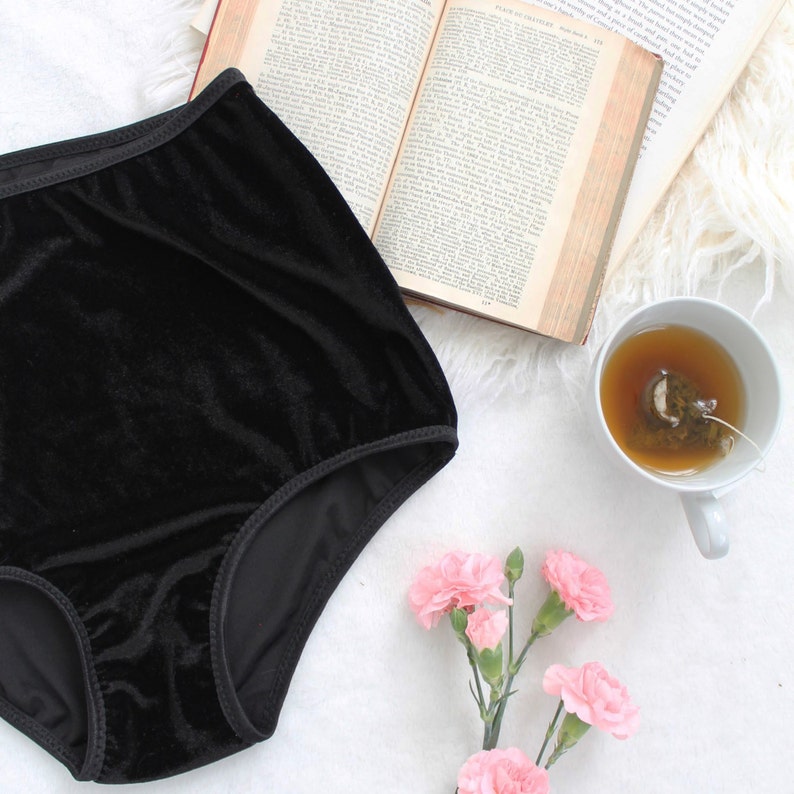 High Waist 'equinox' Black Velvet Panties Autumn Etsy