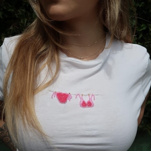 Bead Embroidered Clothesline Bikini Baby Tee
