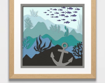 Great Wave Shadow Box Template 3D Layered SVG for Cardstock, Multilayer ...