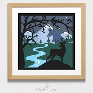 Majestic Mountain Scene Shadowbox Digital Download - Cut Files for Cricut, Silhouette, and Hand Cutting
