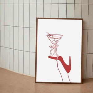 Vieze martíni | Digitale Muurkunst | Kunstafdruk | Estampa Martini | Pôster de coquetel | Decoração de bar | Vintage retrô moderno | Na moda | Vintage