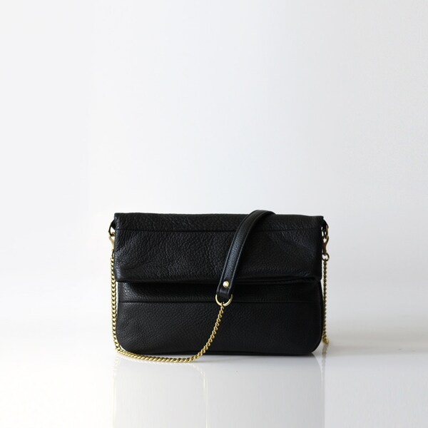 Leather clutch - OPELLE Fold-Over Clutch Bag - Butter Soft Shrunken Leather