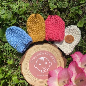 Crochet Newborn Baby Mittens — Handmade Cotton Mittens for Scratch Prevention & Winter Protection (pair of 2)