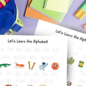 Alphabet Tracing and Learning Worksheets - Instant Digital Download