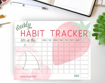 Weekly Habit Tracker - Instant Printable Download - Fruit