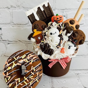 Halloween Fake Dessert Cupcake Ice Cream | Faux Whipped Cream Mug Topper | Ghost Cookie Donut Display | Mummy Cup | Tiered Tray Fall Decor