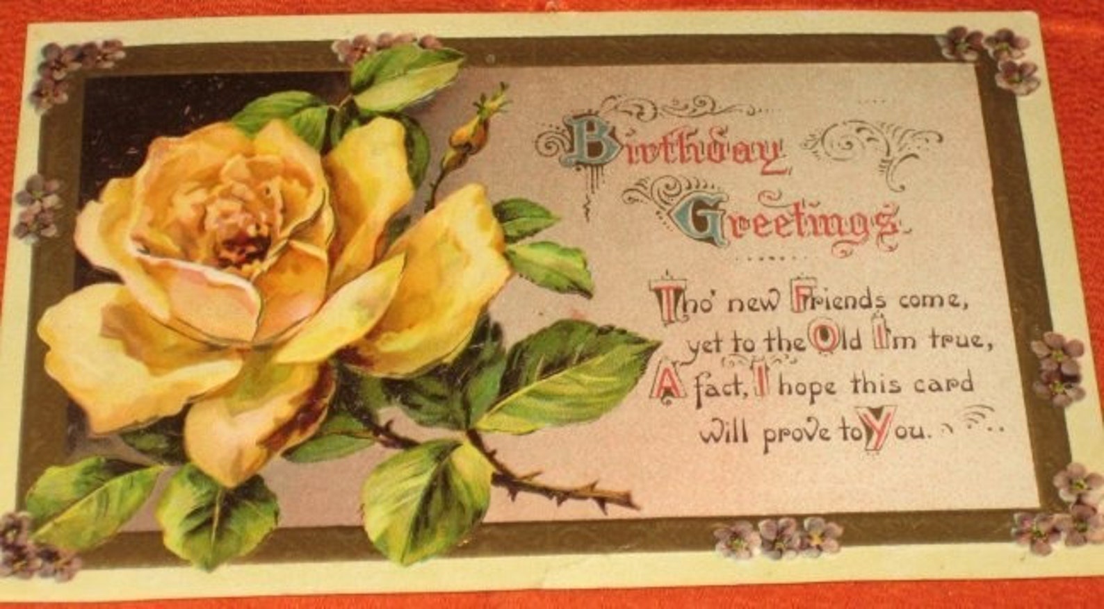 Vintage British Birthday Greetings Postcard Yellow Rose Etsy