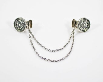 Double Silver Chain Sweater Clip