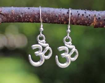 Silver Om Earrings