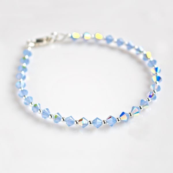 Periwinkle Austrian Crystal & Sterling Silver Bracelet