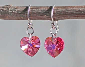 Minimalist Pink Heart Earrings