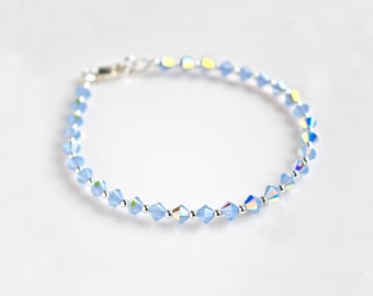 Periwinkle Austrian Crystal & Sterling Silver Bracelet