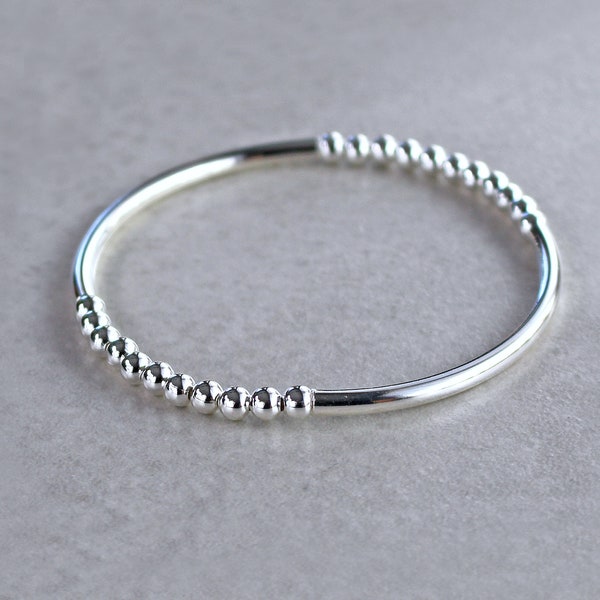 Sterling Silver or Silver Plated Layering Stretch Bracelet