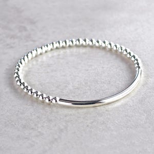Sterling Silver or Silver Plated Minimalist Stretch Bracelet