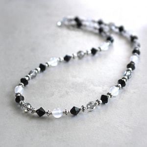 Black Austrian Crystal & White Agate Necklace