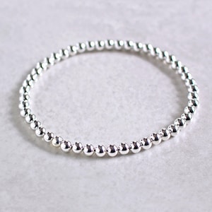 Bracelet ou chaîne de cheville extensible en perles d'argent