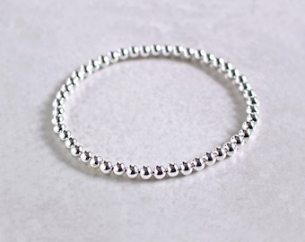 Silver Beaded Stretch Bracelet or Anklet