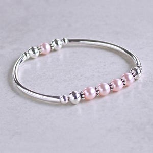 Pastel Pink Glass Pearl Stretch Bracelet