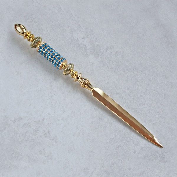 Bright Gold & Turquoise Crystal Letter Opener