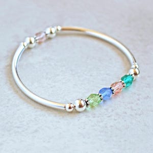 Bracciale elastico con cristalli pastello