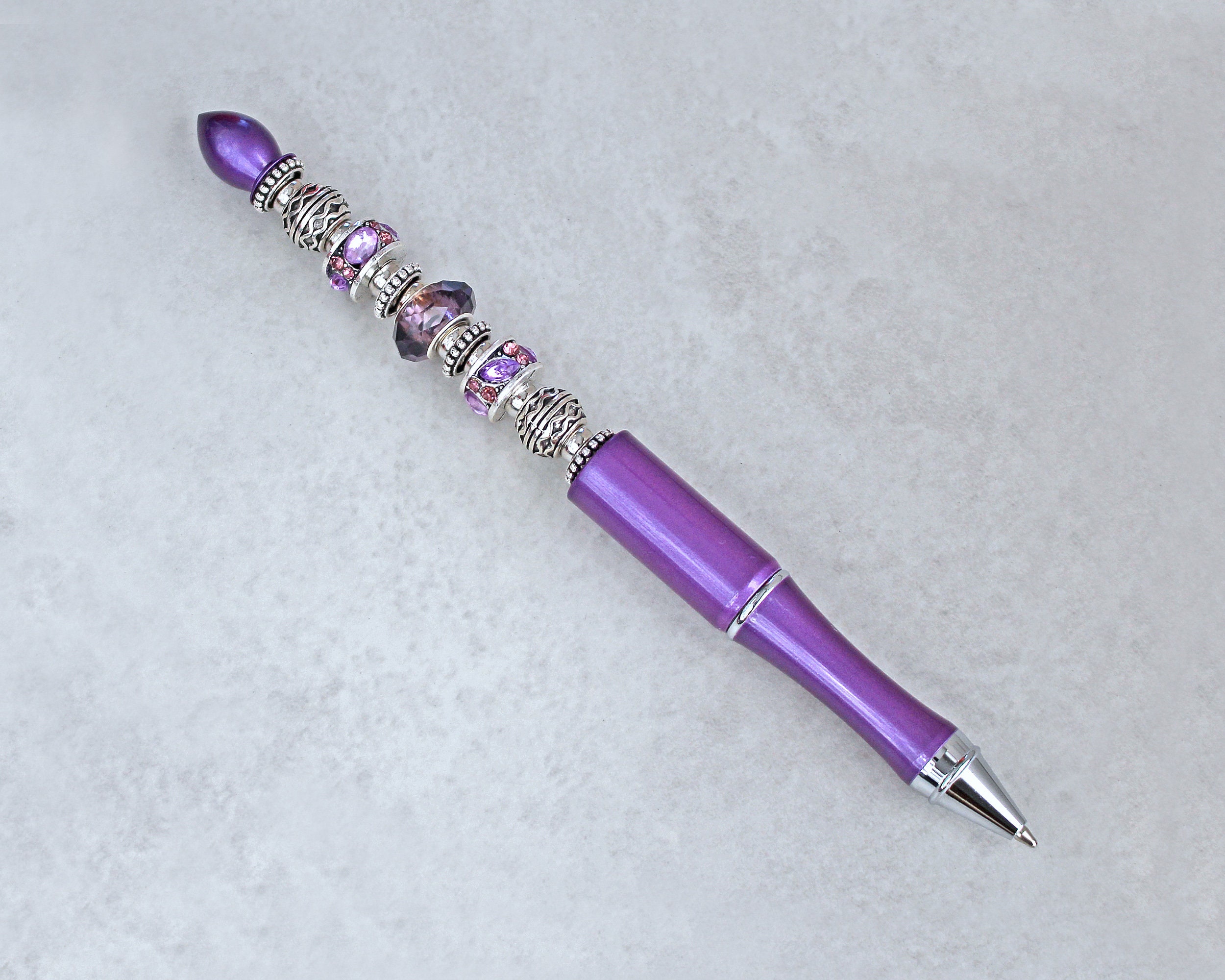 Beaded LV Purple metal pen