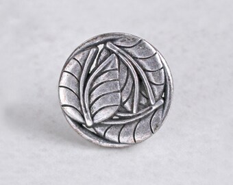 Antique Silver Leaves Pin: Botanical Lapel Pin