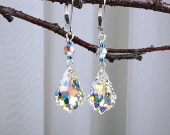 Elegant Austrian Crystal & Sterling Silver Earrings