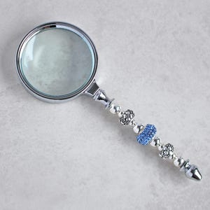 Blue Crystal & Silver Beaded Magnifying Glass