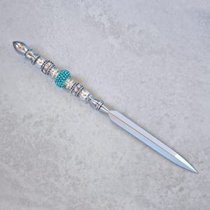 Turquoise Crystal & Silver Letter Opener
