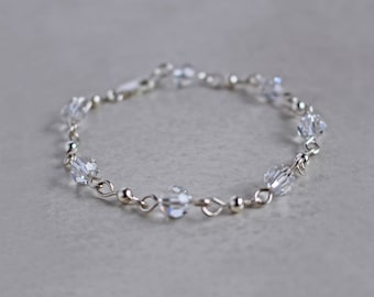 Austrian Crystal Sterling Silver Bracelet - April Birthstone