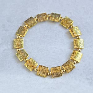 Gold Squares Stretch Bracelet