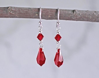 Red Crystal Teardrop Earrings