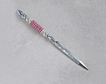 Fuchsia Pink Crystal & Silver Letter Opener