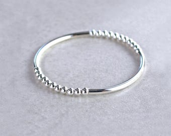 Bracciale elastico a strati in argento sterling o placcato argento