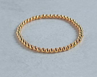 Gold Plated Beaded Stretch Bracelet or Anklet