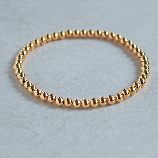 Gold Plated Beaded Stretch Bracelet or Anklet
