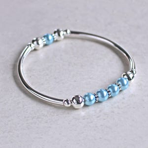 Light Blue Glass Pearl Stretch Bracelet