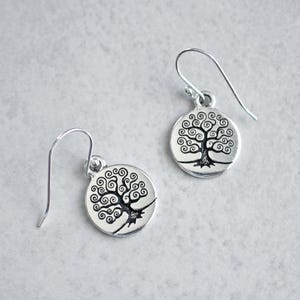 Silver Tree of Life Earrings: Sterling Silver Ear Wires